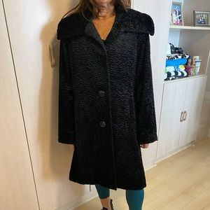 Women’s black faux Persian lamb coat